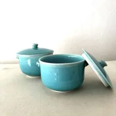 N103 ○有田焼　蓋と飾り持手付　多機能碗【2客】未使用