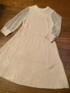 未使用　snidel ニットワンピース　シースルーワンピース　ベージュワンピース