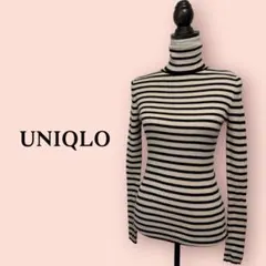 ユニクロ/メリノリブタートルネックセーター/ボーダー