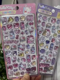 ☆海外正規品☆日本未発売！サンリオ キティ ぷくぷく 立体シール　　２枚セット