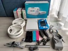 Wii U 本体 豪華セット【動作確認済】ソフト10本 リモコン4本 ハンドル付