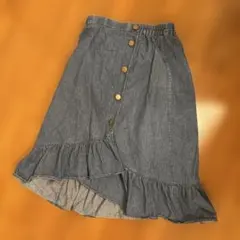 デニム フレアスカート 金属ボタン