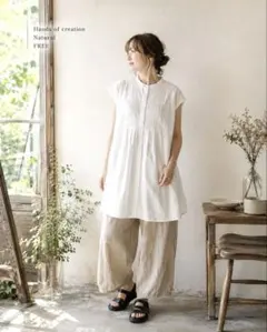 美品 Hands of creation リネン ボートネック ボックスシャツ - メルカリ