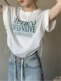 ☆SHEIN☆レタープリント半袖 Tシャツ☆ドローストリング☆Sサイズのサムネイル