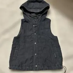 COMME CA ISM フード付きブラックダウンベスト
