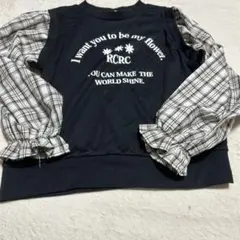 長袖カットソー ネイビー/チェック