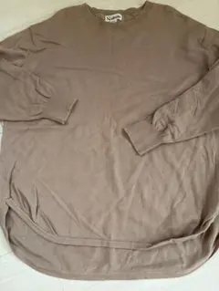 ブラウン M コットン 長袖カットソー
