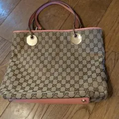 グッチ GGキャンバス トートバッグ ピンク 美品寄り