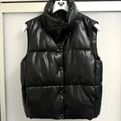 zara レザーパフダウンベスト　S