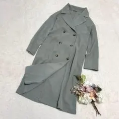 【ジーユー】GU トロミトレンチコート ベルト付き グリーン S ○のサムネイル