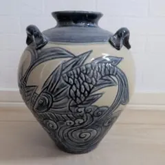 やちむん 魚紋 壺 花器 伝統工芸品 陶芸