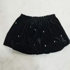 極美品　未使用　スローブハビ　バルーンミニスカート　ビジュー　黒