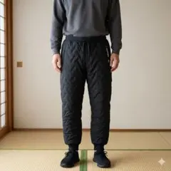 【極暖・XXL】中綿 キルティング パンツ 防寒 裏フリース ブラック 裏起毛