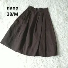 nano ダークブラウン ボックスプリーツ　フレアスカート 38/Mのサムネイル
