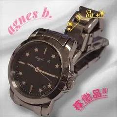 【稼働品】agnes b. 星モチーフ黒文字盤デイト レディース腕時計⭐値下げ中のサムネイル