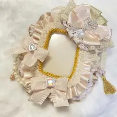 トレカケース☆ベージュ×ゴールド ハンドメイド 硬質ケースデコ 痛カードケース