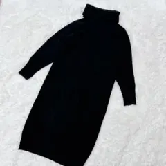 【c2944】UNIQLO ロングワンピース　タートルネック　ブラック