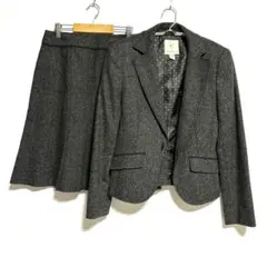 組曲　グレー スカートセットアップ スーツ　ウール混　日本製　2