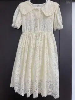 アイボリー レース 半袖ワンピース