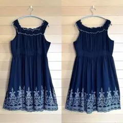 17号 フリル フレア レース刺繍 ノースリーブワンピース ゴスロリ 量産型