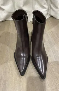 H&M ポインテッドトゥアンクルブーツ 38ブラウン