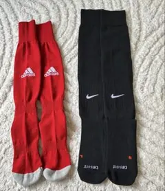 adidas/Nike サッカー ストッキング セット 赤/黒 25～27cm