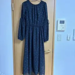 MOUSSY 花柄 ロングワンピース ブラック×ブルー