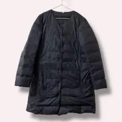 無印良品 ノーカラー ロング ダウン コート Sサイズ 軽量 黒