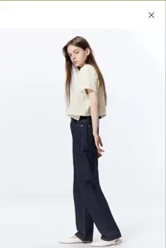 gu ハイライズストレートジーンズ　ネイビー　丈長め　XS