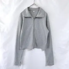 【GU】リブダブルジップカーディガン(M)グレー　短丈シルエット　クロップド丈のサムネイル