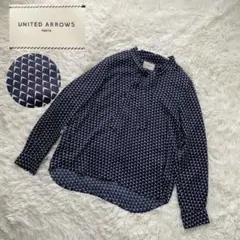 日本製【UNTITLED】洗えるクラシックドットブラウス 長袖ボウタイ 