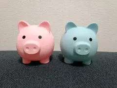 レア品！】ハリウッドランチマーケット ブタ貯金箱 黄・桃セット