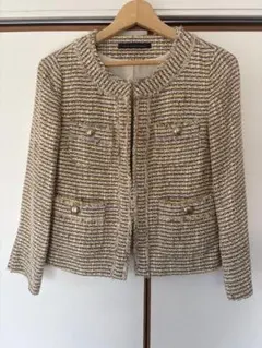 Green Label Relaxing ノーカラーツイードジャケット