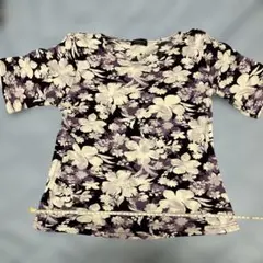 Atancion 半袖花柄Tシャツ L 紫系　日本製のサムネイル