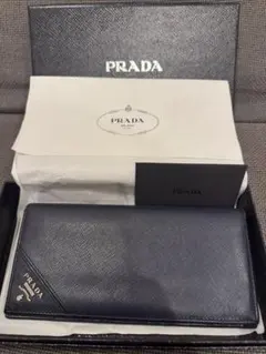 PRADA 長財布 サフィアーノレザー メタル メンズ ネイビー