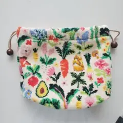 即完売　フェイラー FEILER スプリングベジタブル　マチ付き巾着　ポーチ