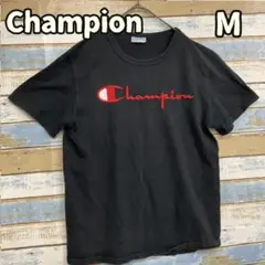 チャンピオン Tシャツ 半袖 ブラック 黒 ロゴ刺繍 M【お578】のサムネイル