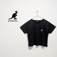カンゴール　クロップドTシャツ　ポケット　ロゴ刺繍　綿100%　ブラック　Mのサムネイル