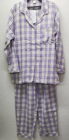 新品　レディース　ビエラ チェック柄パジャマ　紫×白 Lのサムネイル