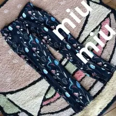 レアmiumiuミュウミュウ紺ネイビー柄パンツ36のサムネイル