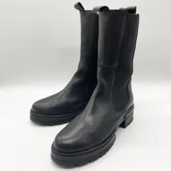 MOHI モヒ サイドゴアブーツ チェルシーブーツ ミドル 厚底 レザー 黒のサムネイル