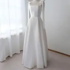 C305 新入荷 高級　ウェディング サテンドレス結婚式二次会花嫁ドレス　前撮り