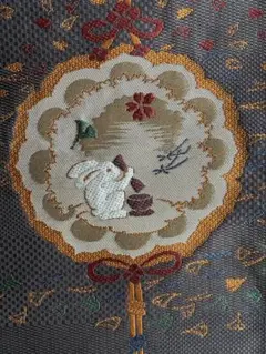 秋セール【美品、希少アンティーク名古屋帯】芍薬や紅葉など手刺繍の草花の逸品 秋セール【美品、希少アンティーク名古屋帯】芍薬や紅葉など手刺繍の草花