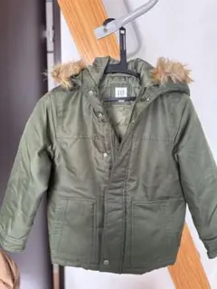 GAP KIDS カーキ　ダウンコート 120 ボアフード