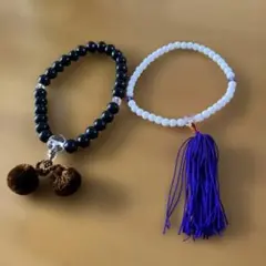 数珠 黒と白 ビーズ タッセル付き