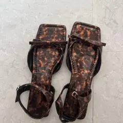 【希望額可能】 samoyed アニマルプリントオープントゥサンダル