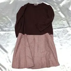 メヌエット ワンピース 150 グレンチェック キャサリンコテージ ワインレッド