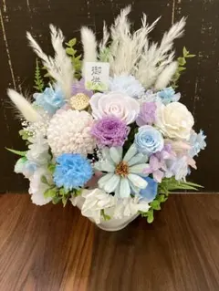 プリザーブドフラワー仏花 お供えの花 花器付一基 クチナシ お盆 法要