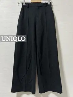 k0584 UNIQLO ブラッシュドジャージーワイドパンツ ダークグレー