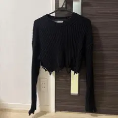 ZARA リブ編み長袖ニットブラック